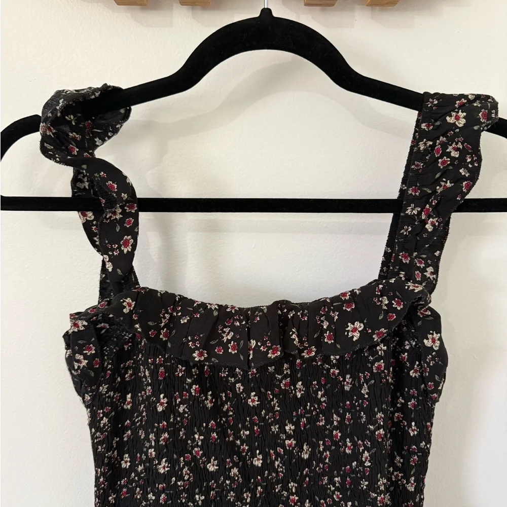 NATURAL LIFE Megan Black and Burgundy Floral Midi Dress, Size Small - Picture 3 of 10